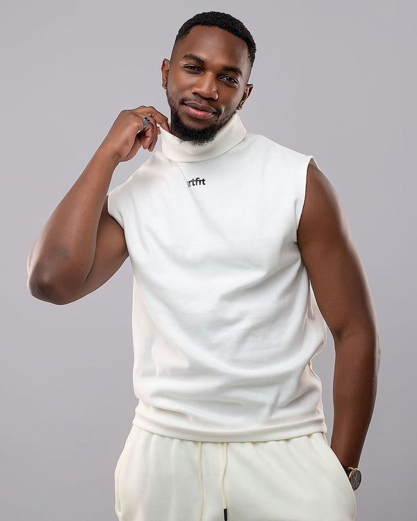 Cream White Turtle Neck Top
