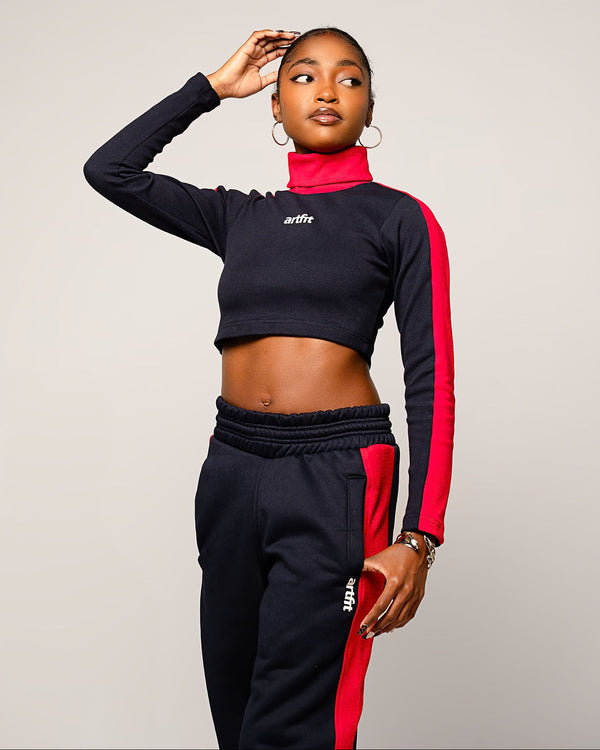 New Zaria Two Tone Sweatpants - Navy blue and Red