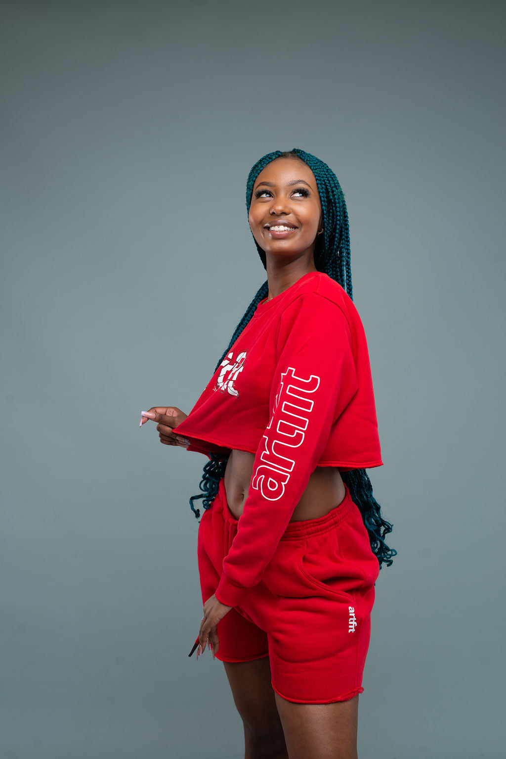 Cropped Sweatshirt- Red