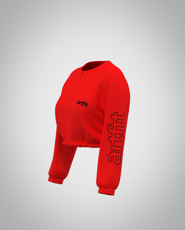 Ash Cropped Sweatshirt - Red