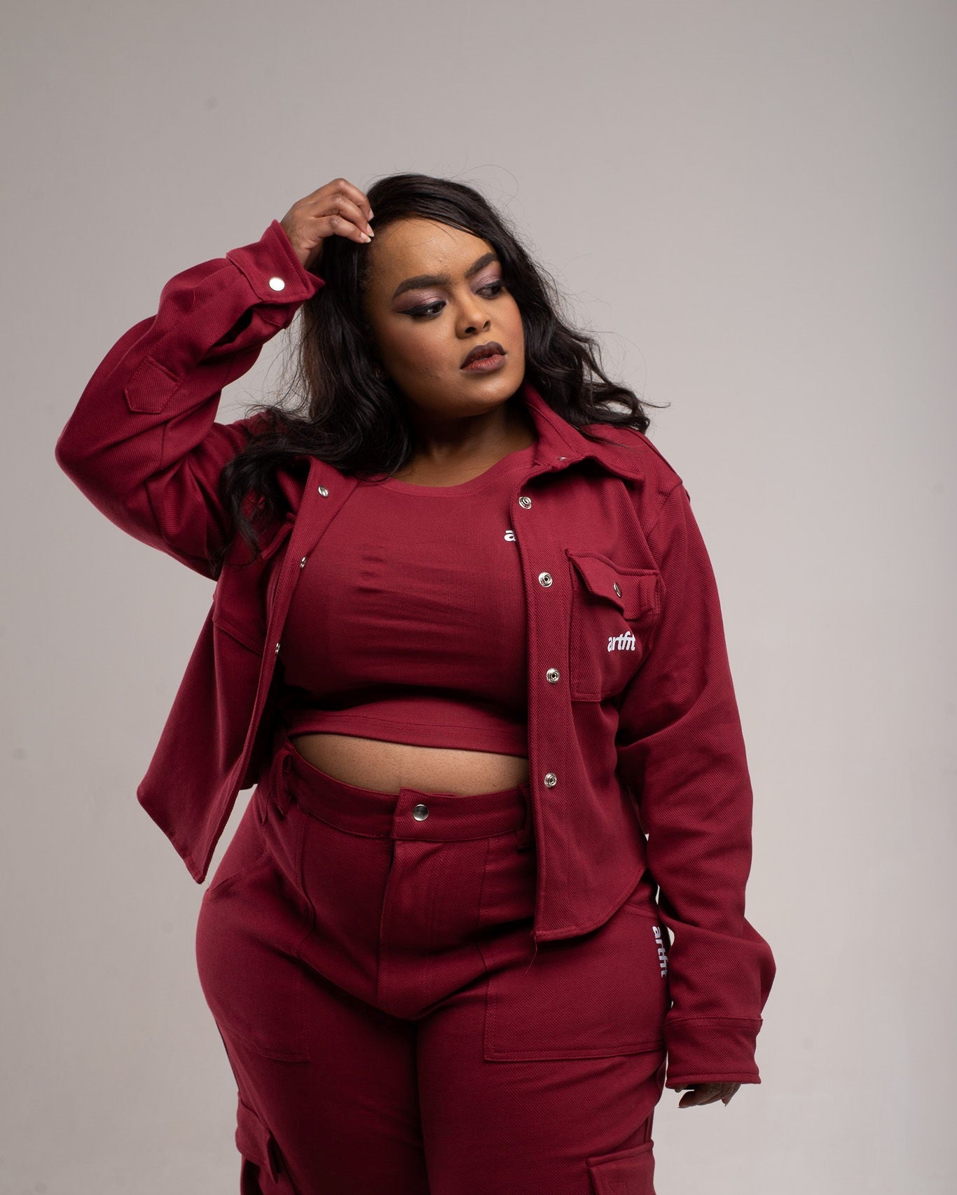 Luxury Twirl Shirt Jacket- Burgundy