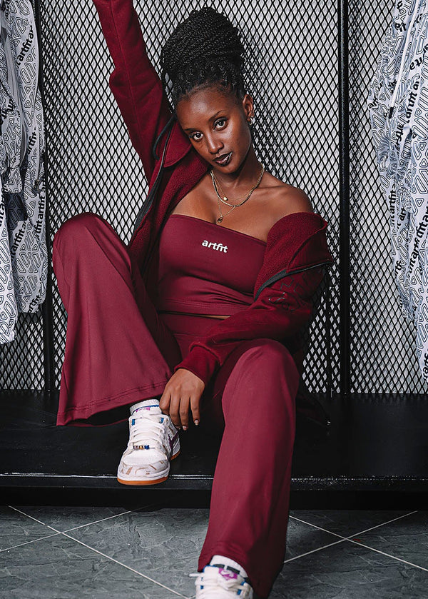 Burgundy Flared Leggings (Maroon)