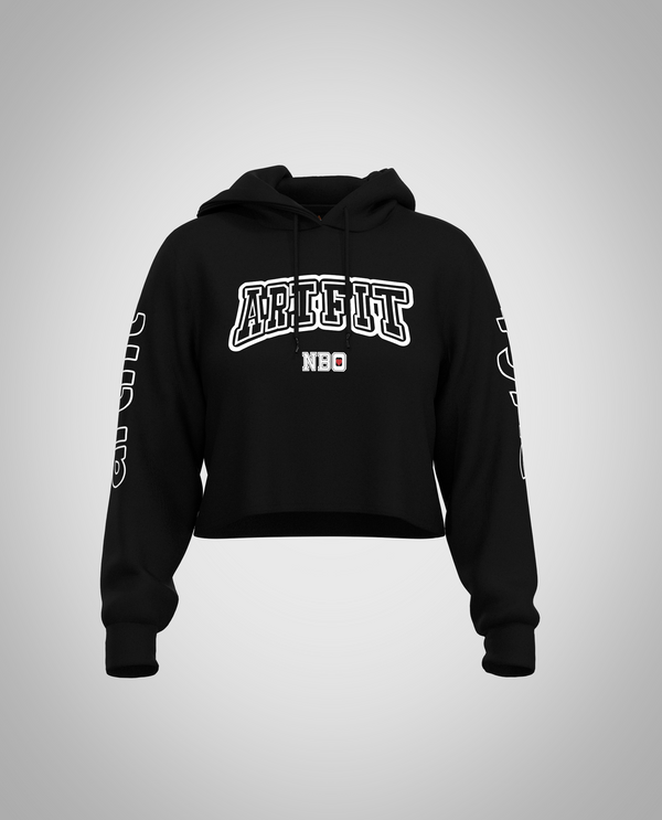Black Cropped Hoodie (Heavy Fabric)