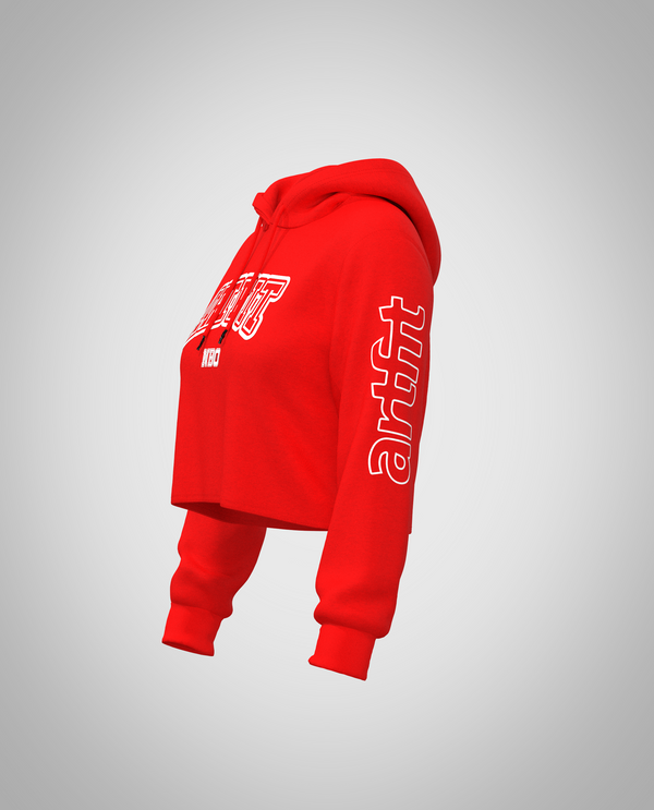 Red Cropped Hoodie (Heavy Fabric)
