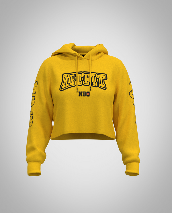 Mustard Yellow Cropped Hoodie (Heavy Fabric)