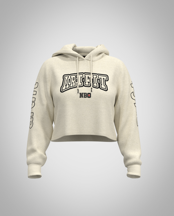 Cream White Cropped Hoodie (Heavy Fabric)