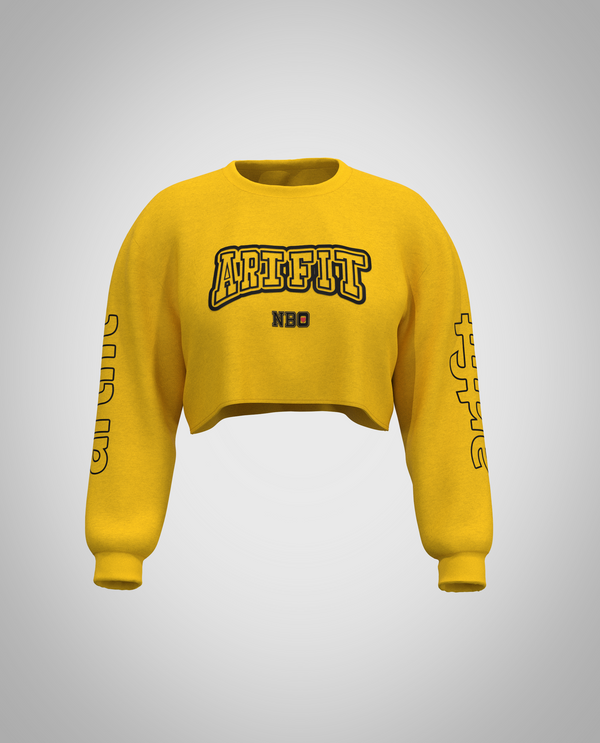 Mustard Yellow Cropped Sweatshirt(Heavy fabric)