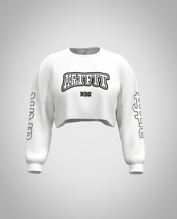 White Cropped Sweatshirt(Heavy fabric)