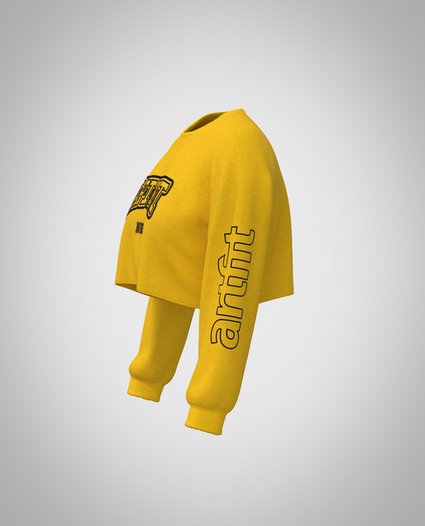 Mustard Yellow Cropped Sweatshirt(Heavy fabric)