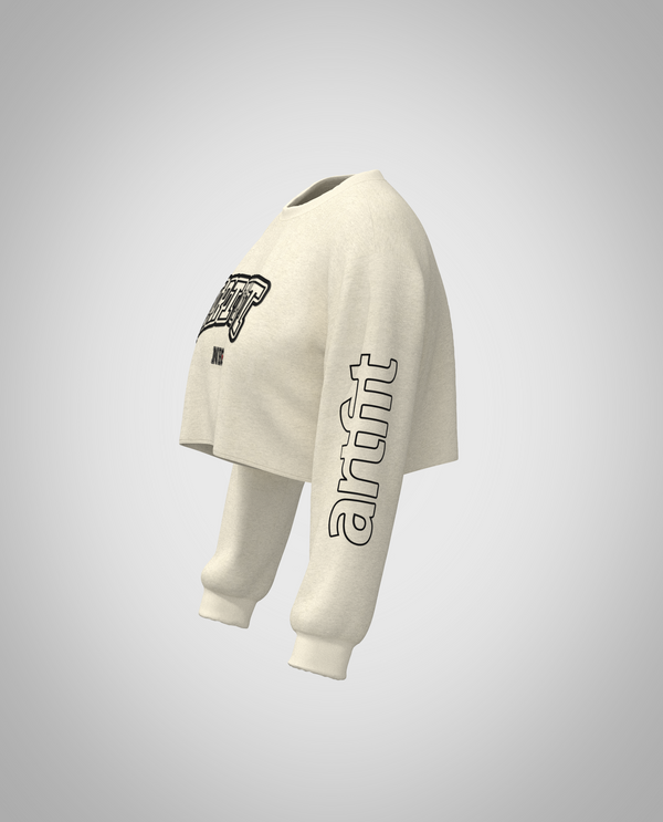 Cream White Cropped Sweatshirt(Heavy fabric)