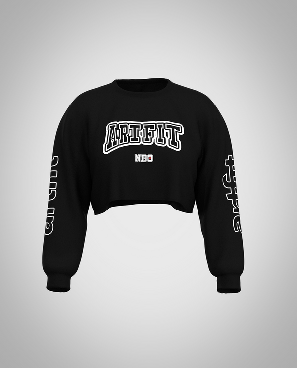 Black Cropped Sweatshirt(Heavy fabric)