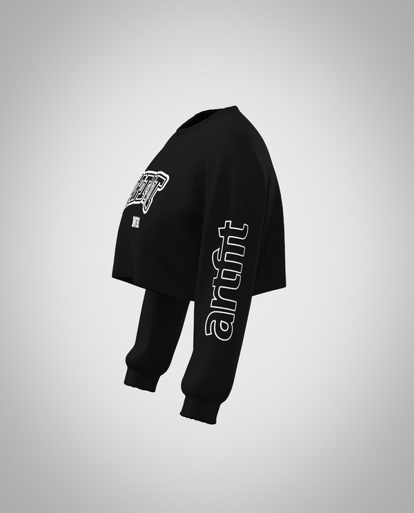 Black Cropped Sweatshirt(Heavy fabric)