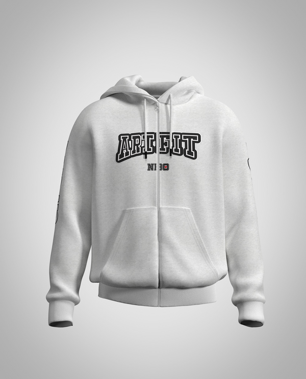 White Zipped Hoodie(Heavy fabric)