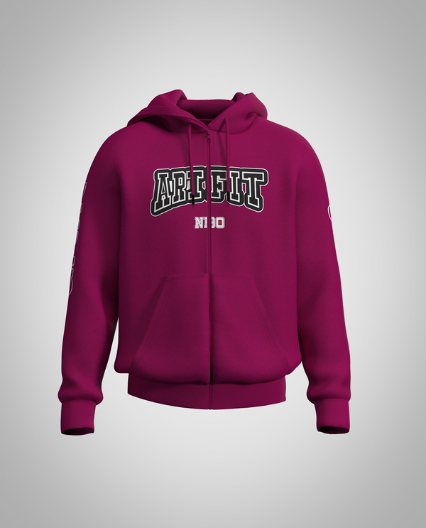 Fuchsia Zipped Hoodie(Heavy fabric)