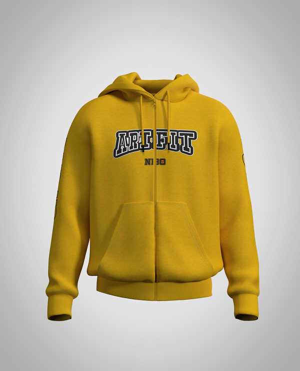 Kids Mustard Yellow Zipped Hoodie(Heavy Fabric)