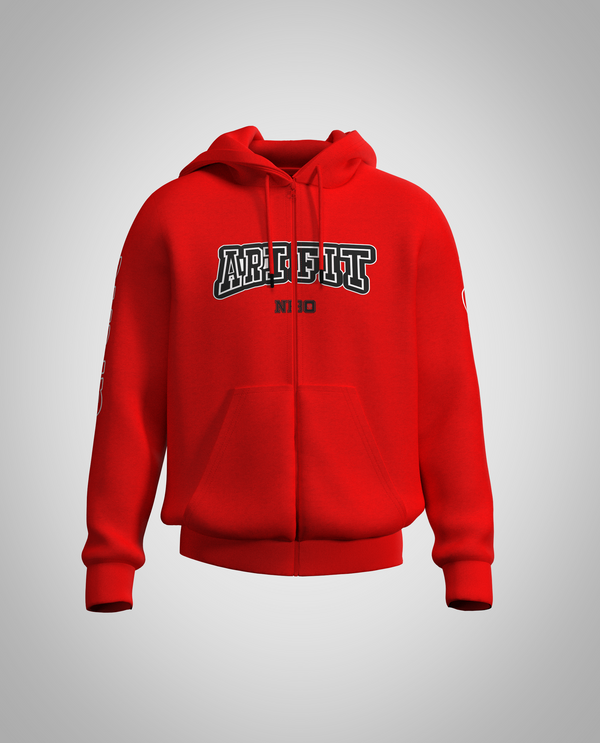 Kids Red Zipped Hoodie(Heavy Fabric)