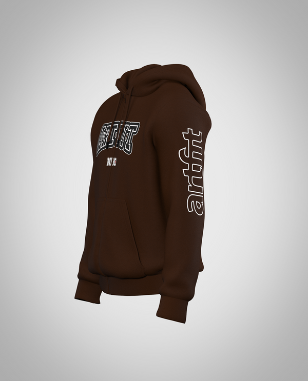 Dark Brown Zipped Hoodie(Heavy fabric)