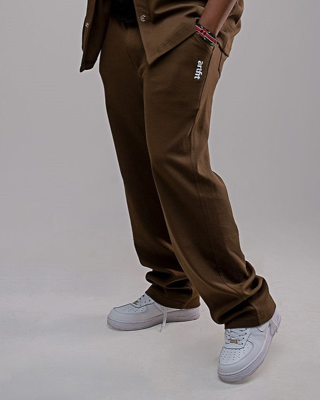 Luxury Twirl Wide Legged Pants - Jungle Brown