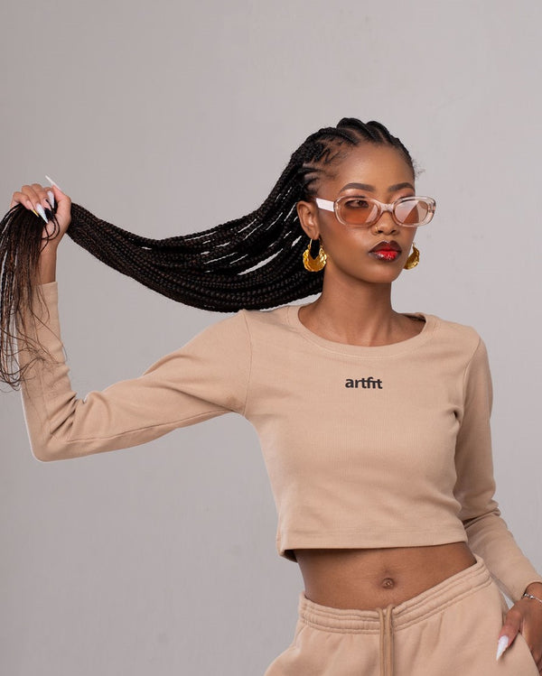 Long Sleeve Lady Top - Light Brown