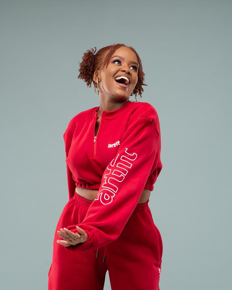 Ash Cropped Sweatshirt - Red