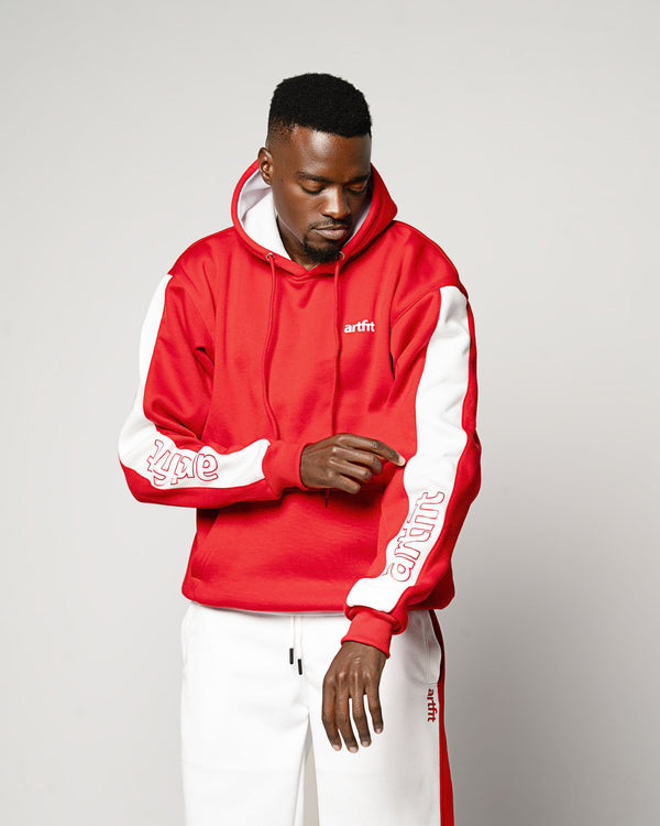 New Zaria Two Tone Hoodie - Red & White
