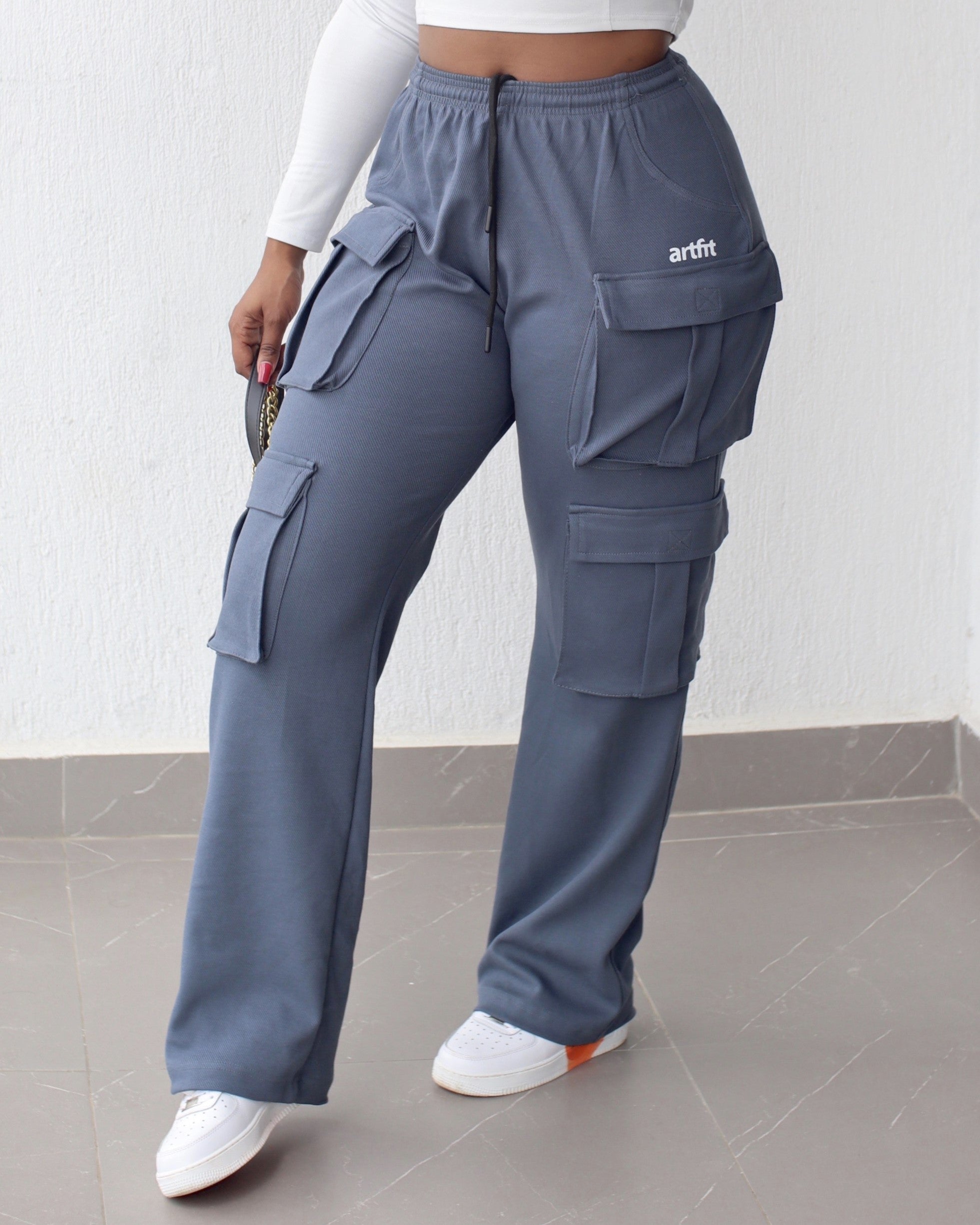 Luxury Twirl Parachutte Pants- Steel Blue