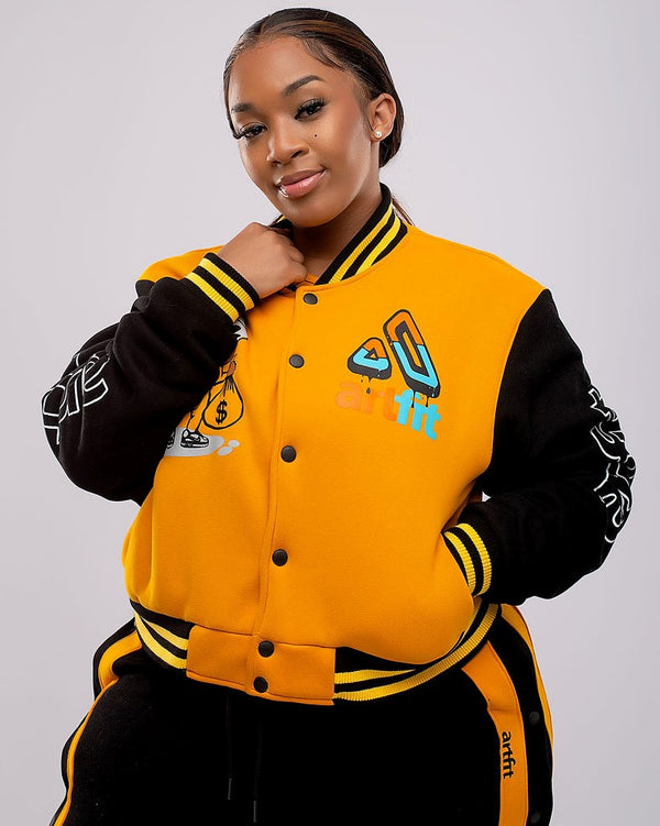 Rich Badness Varsity Jacket- Black/Yellow