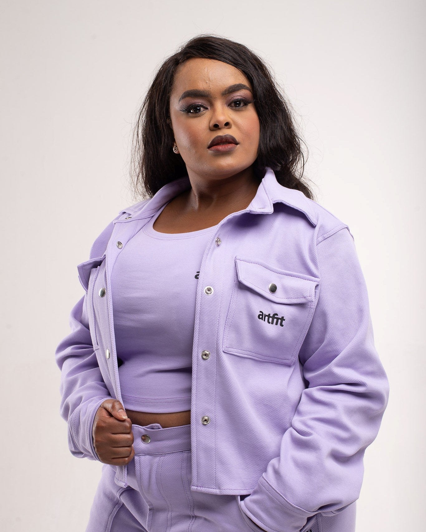 Luxury Twirl Shirt Jacket- Lavender