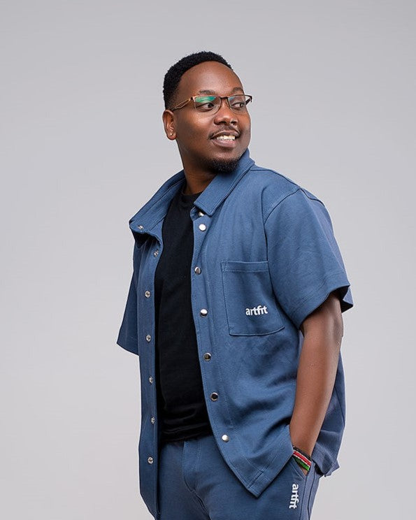 Luxury Twirl Shirt Jacket- Steel Blue