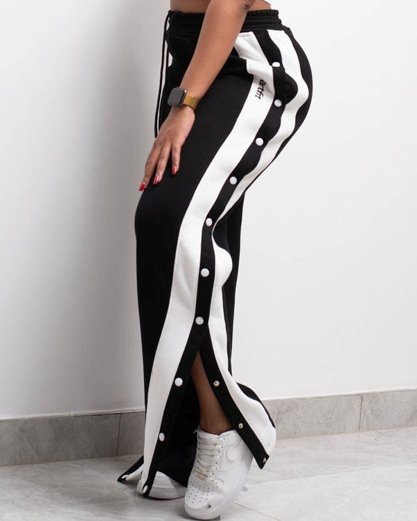 Zaria Pants - Black With White Stripes