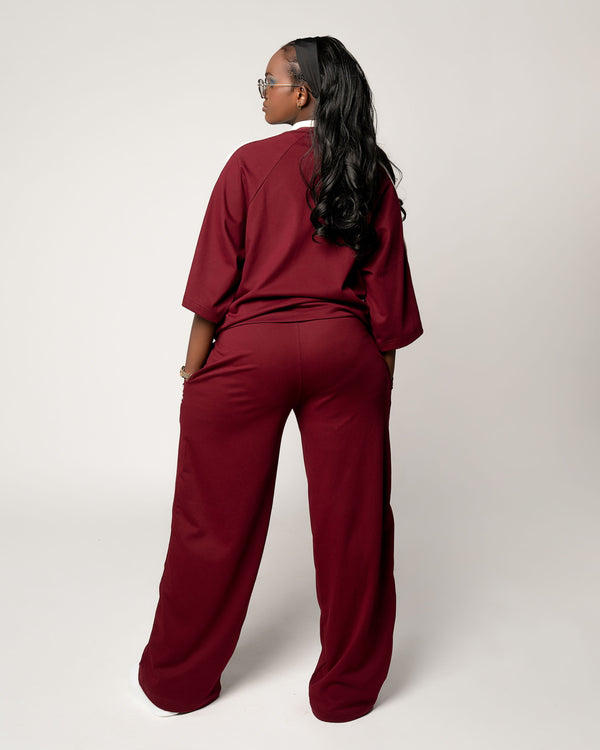 Co-ord Wide Legged Pants - Burgundy