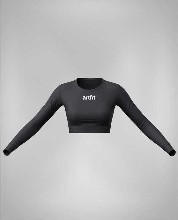 Amahle Long Sleeve Crop Top- Black