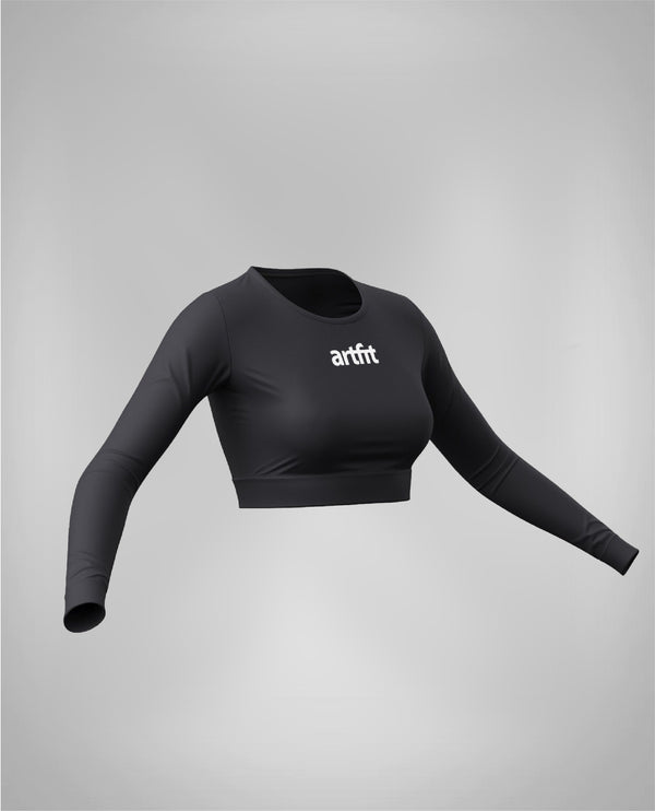 Amahle Long Sleeve Crop Top- Black