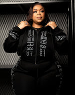 Afro Fahari Zipped Hoodie - Black