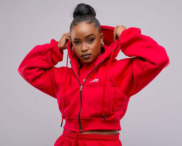 Nas Cropped Hoodie - Red