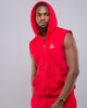 Red Sleeveless Zipped Hoodie