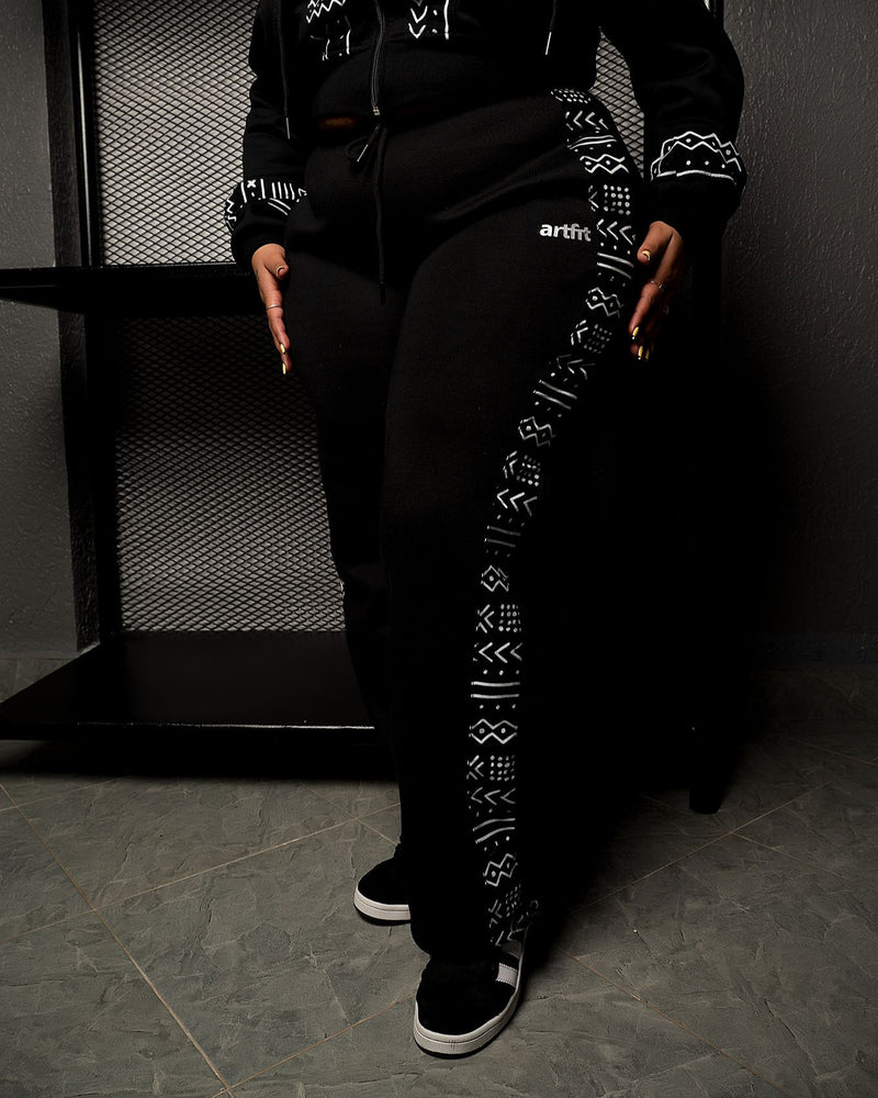 Afro Fahari Wide Legged Sweatpants - Black