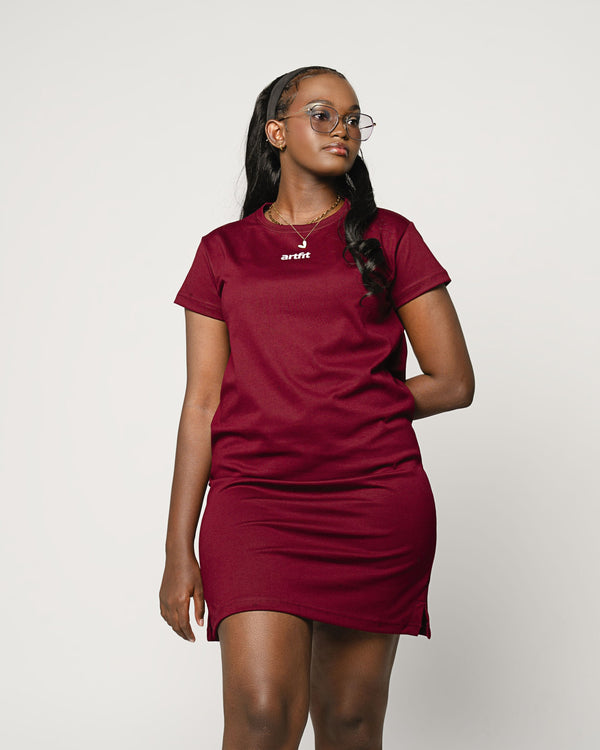 T-shirt Dress - Burgundy