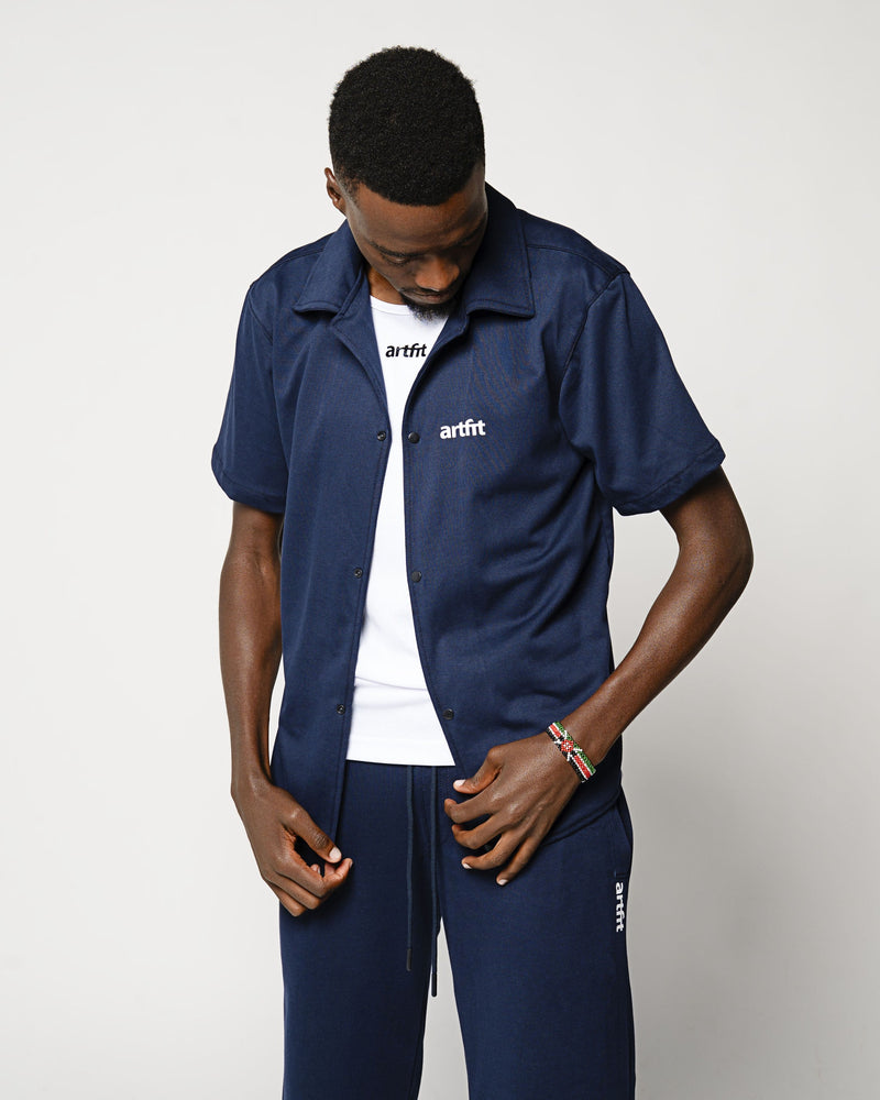Male Short Sleeved Co-ord Shirt - Navy Blue