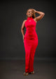 Mira Turtle-neck Maxi Dress - Red