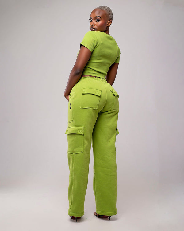 It's a spice girl- Mint green short sleeve lady top paired with haute pants