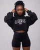 Black Set - Biker Shorts Paired With Cropped Hoodie