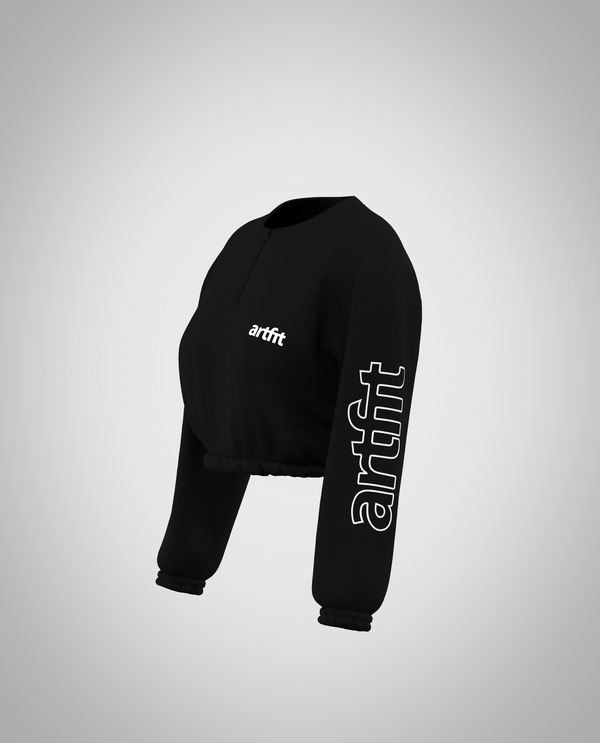 Ash Cropped Sweatshirt - Black