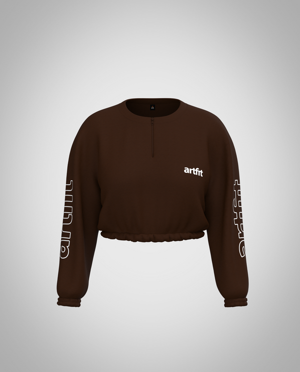 Ash Cropped Sweatshirt - Dark Brown