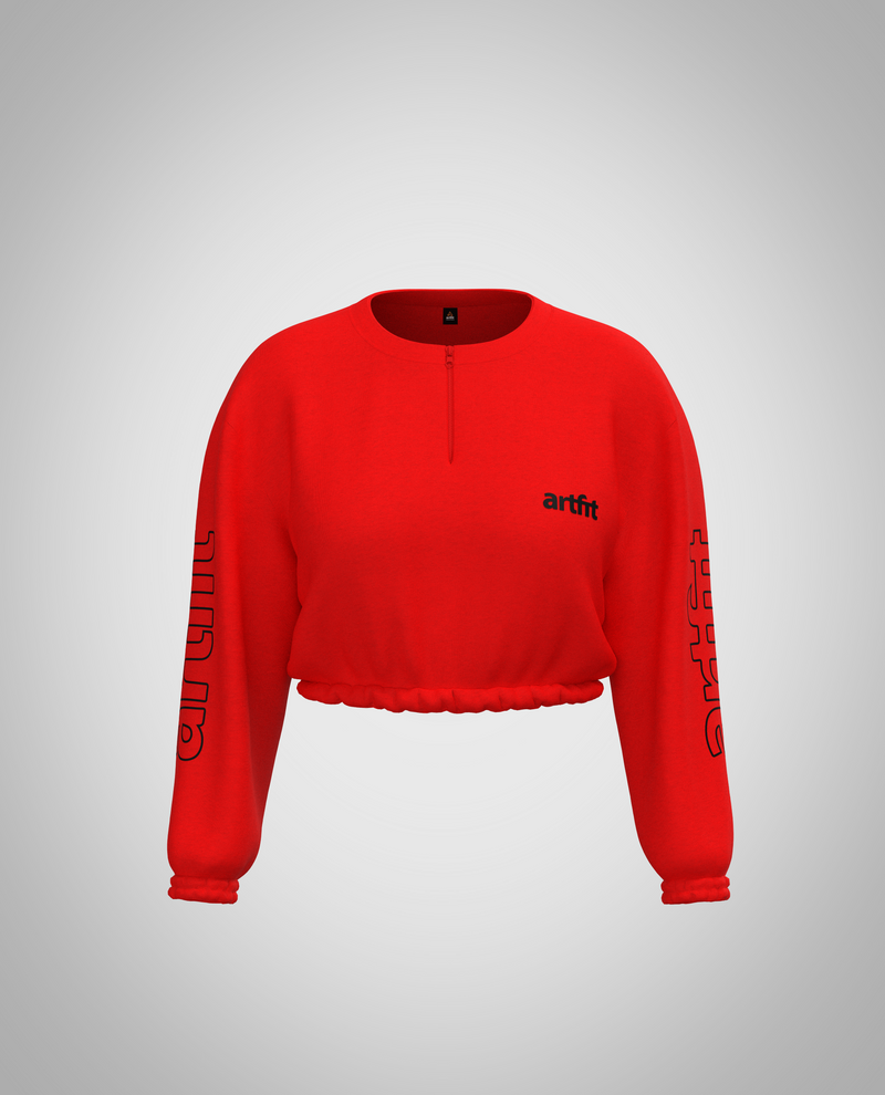 Ash Cropped Sweatshirt - Red