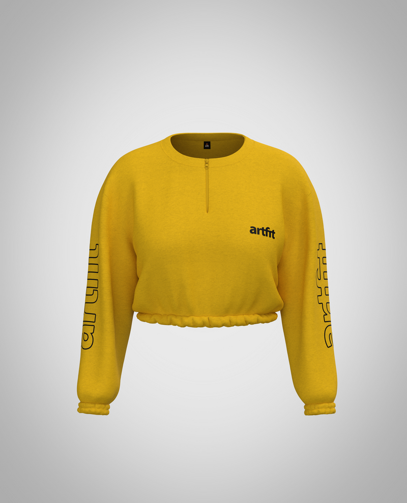 Ash Cropped Sweatshirt - Mustard Yellow