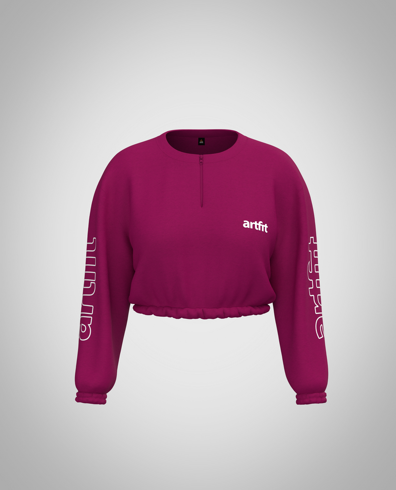 Ash Cropped Sweatshirt - Fuchsia