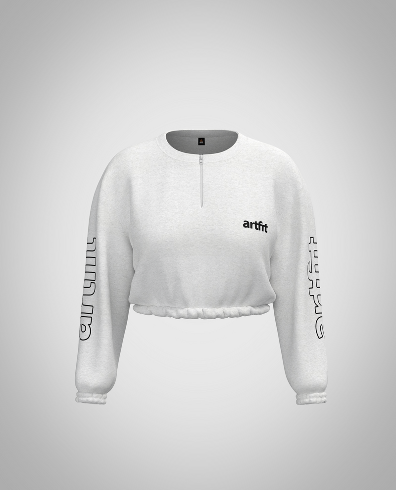 Ash Cropped Sweatshirt - White
