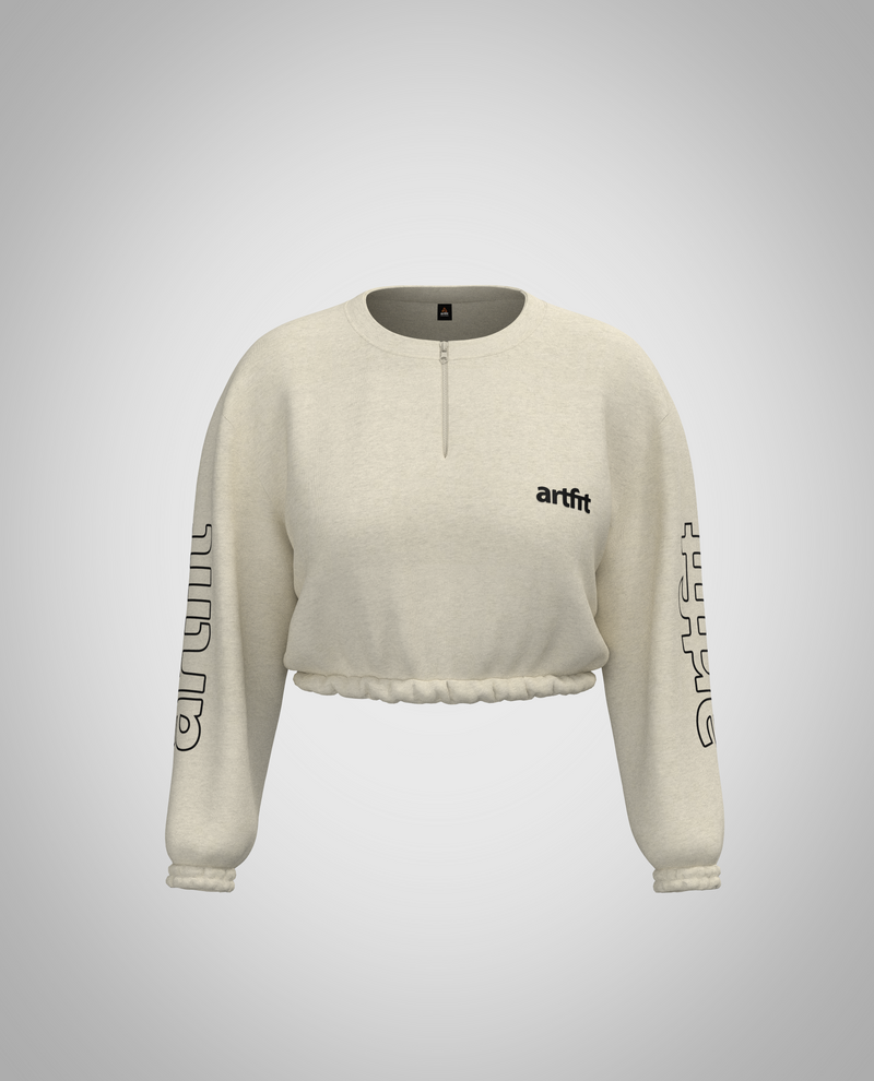 Ash Cropped Sweatshirt - Cream White