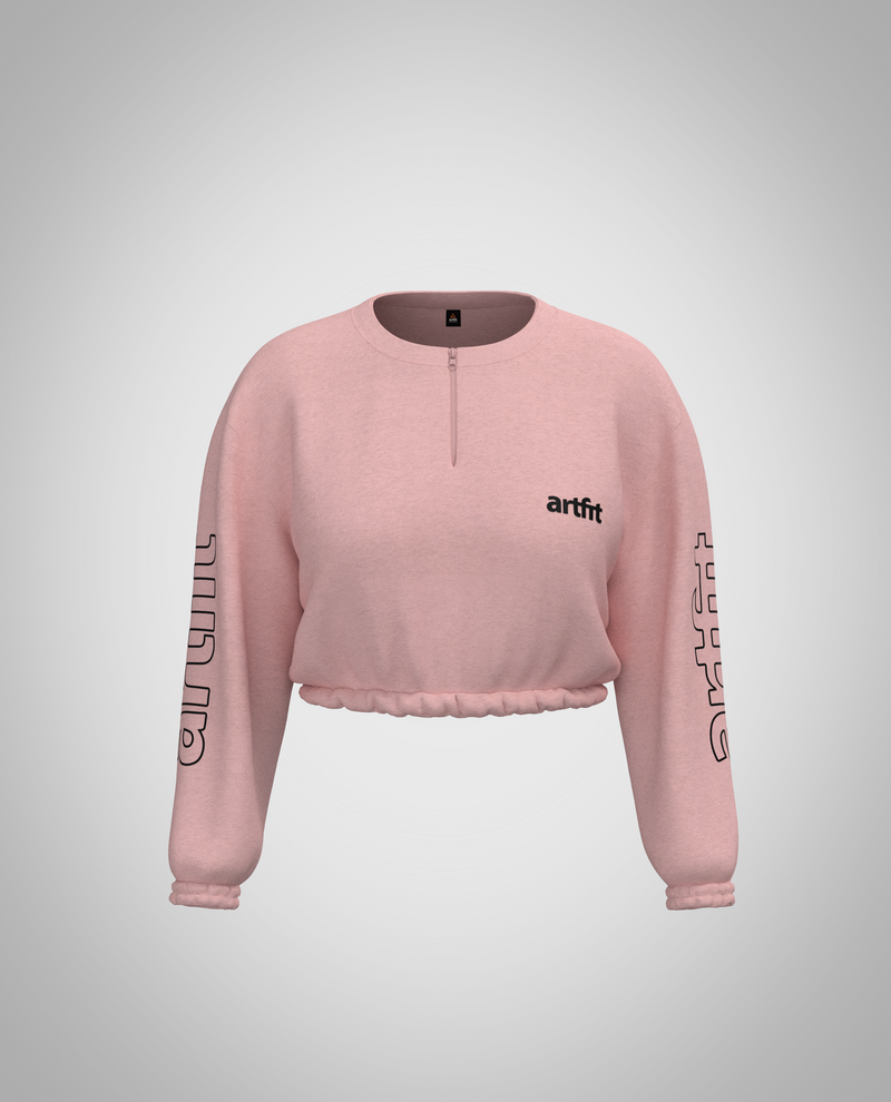 Ash Cropped Sweatshirt - Baby Pink